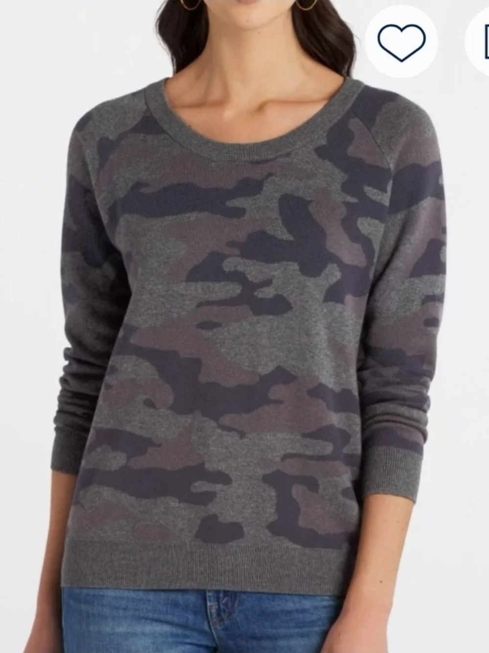 Women's Gray Camo Crewneck Sweater